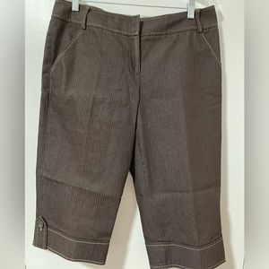 Ann Taylor LOFT Marisa Brown Pinstripe Pants Sz 8